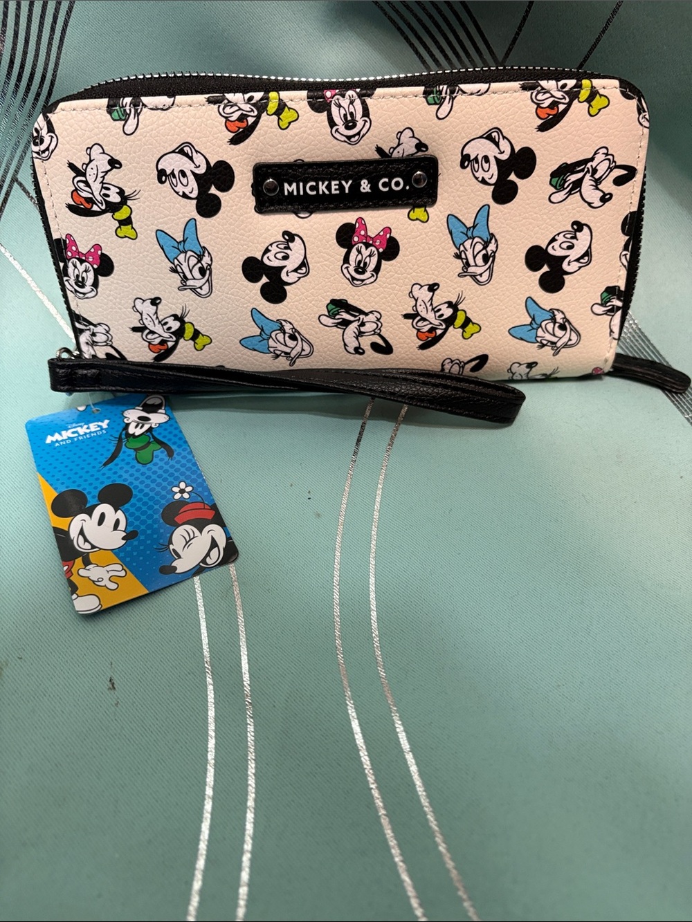 Kids Wristlet Wallet - White with Multicolor Character Print